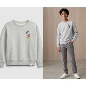 GAP Kids Disney Mickey Mouse Heather Gray Fleece Sweatshirt Size M 8